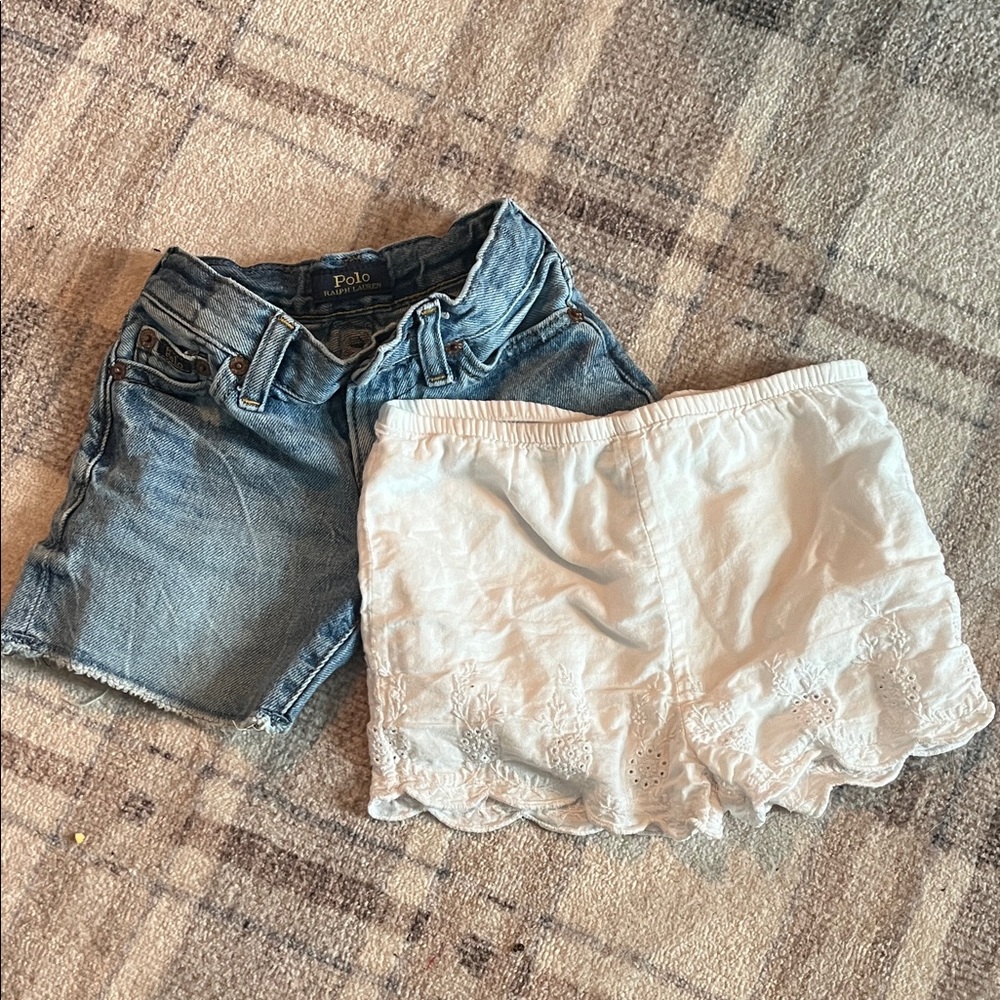 Polo by Ralph Lauren Women's White Lace Shorts and Jean Shorts (24m/2T)